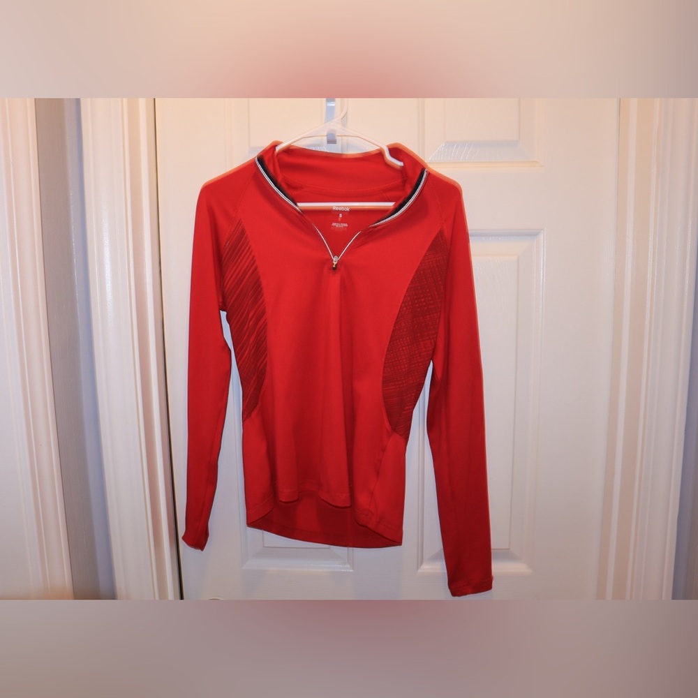 Reebok Women’s Red long sleeve half zip active wear top - Size Small